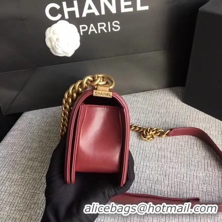 Top Design Boy Chanel Flap Shoulder Bag Sheepskin Leather A67085 Wine Gold