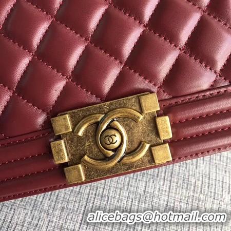 Top Design Boy Chanel Flap Shoulder Bag Sheepskin Leather A67085 Wine Gold