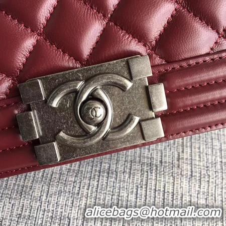 Feminine Boy Chanel Flap Shoulder Bag Sheepskin Leather A67085 Wine Silver