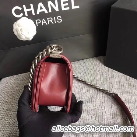 Feminine Boy Chanel Flap Shoulder Bag Sheepskin Leather A67085 Wine Silver