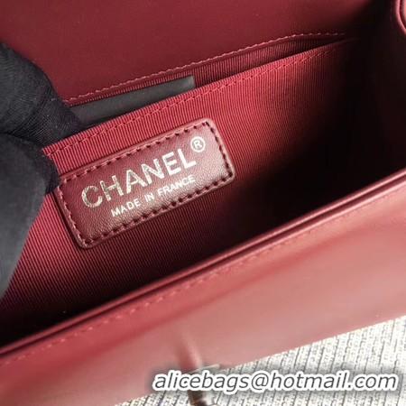 Feminine Boy Chanel Flap Shoulder Bag Sheepskin Leather A67085 Wine Silver