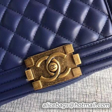 Discount Boy Chanel Flap Shoulder Bag Sheepskin Leather A67085 Blue Gold