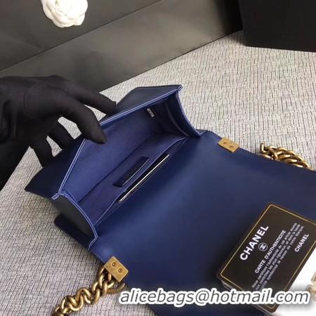 Discount Boy Chanel Flap Shoulder Bag Sheepskin Leather A67085 Blue Gold