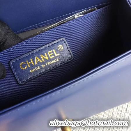 Discount Boy Chanel Flap Shoulder Bag Sheepskin Leather A67085 Blue Gold