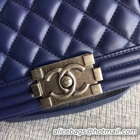 Original Boy Chanel Flap Shoulder Bag Sheepskin Leather A67085 Blue Silver