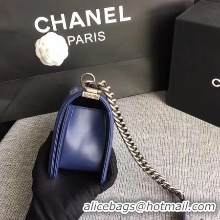 Original Boy Chanel Flap Shoulder Bag Sheepskin Leather A67085 Blue Silver