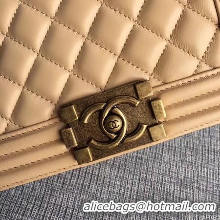 Duplicate Boy Chanel Flap Shoulder Bag Sheepskin Leather A67085 Apricot Gold