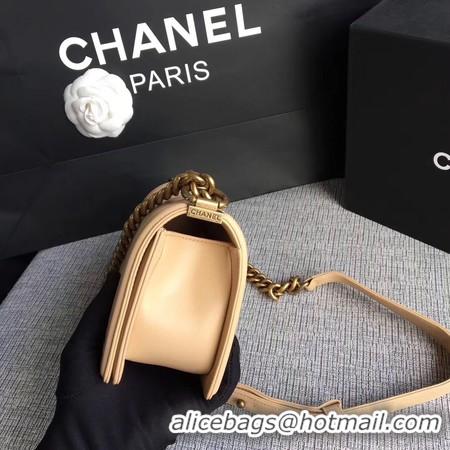 Duplicate Boy Chanel Flap Shoulder Bag Sheepskin Leather A67085 Apricot Gold