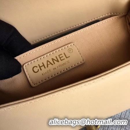 Duplicate Boy Chanel Flap Shoulder Bag Sheepskin Leather A67085 Apricot Gold