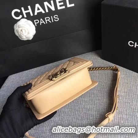 Duplicate Boy Chanel Flap Shoulder Bag Sheepskin Leather A67085 Apricot Gold