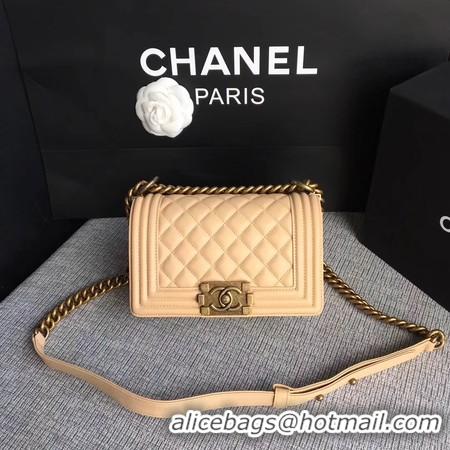 Duplicate Boy Chanel Flap Shoulder Bag Sheepskin Leather A67085 Apricot Gold