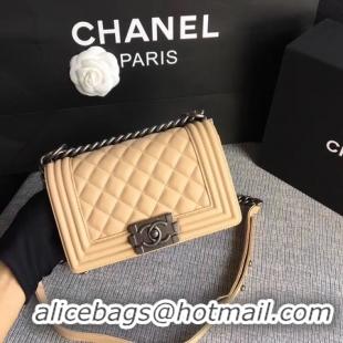 Discount Boy Chanel Flap Shoulder Bag Sheepskin Leather A67085 Apricot Silver