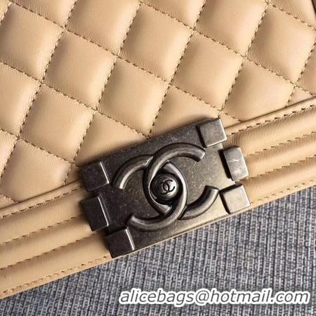 Discount Boy Chanel Flap Shoulder Bag Sheepskin Leather A67085 Apricot Silver