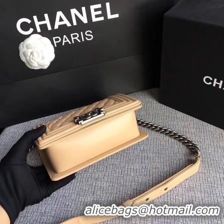 Discount Boy Chanel Flap Shoulder Bag Sheepskin Leather A67085 Apricot Silver