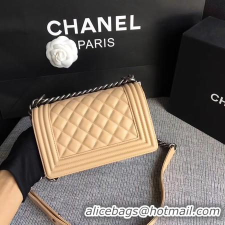 Discount Boy Chanel Flap Shoulder Bag Sheepskin Leather A67085 Apricot Silver