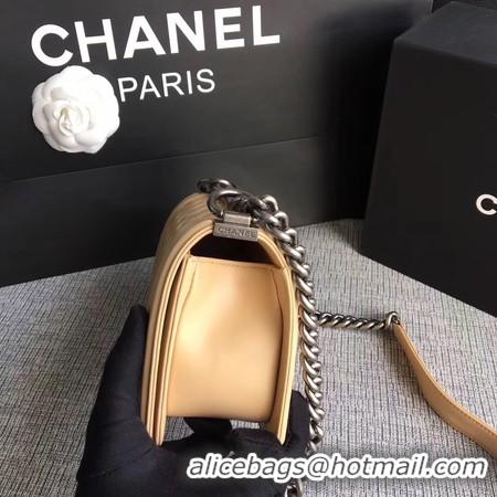 Discount Boy Chanel Flap Shoulder Bag Sheepskin Leather A67085 Apricot Silver