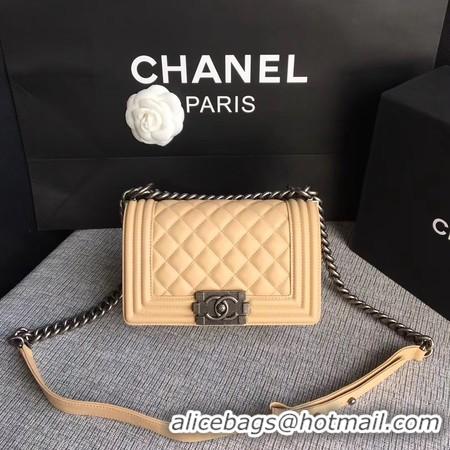 Discount Boy Chanel Flap Shoulder Bag Sheepskin Leather A67085 Apricot Silver