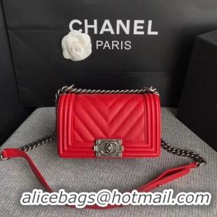 Chic Chanel Le Boy Flap Shoulder Bag Original Calf leather A67085 Bright Red Silver Buckle