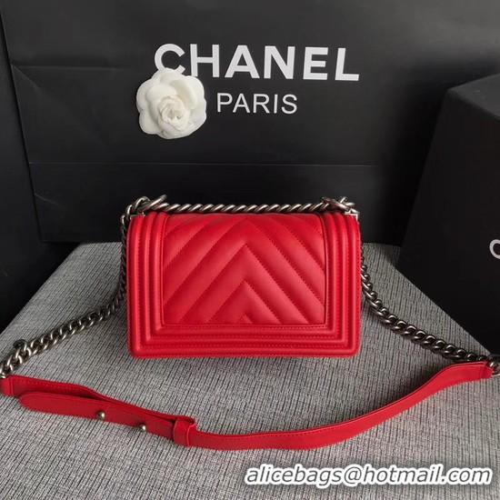 Chic Chanel Le Boy Flap Shoulder Bag Original Calf leather A67085 Bright Red Silver Buckle