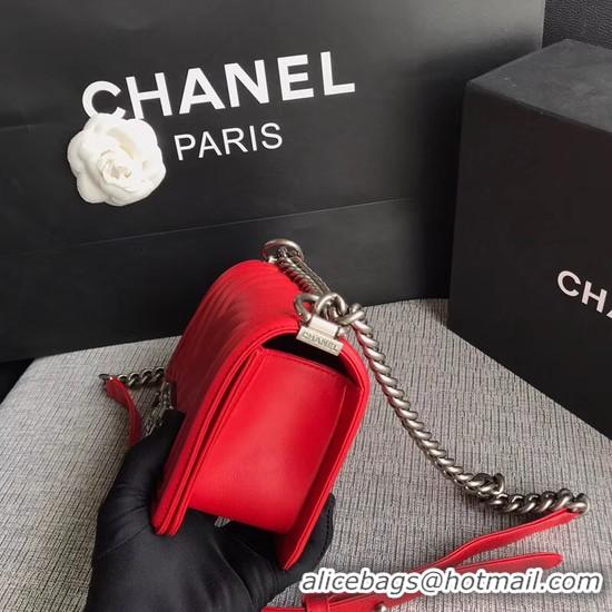 Chic Chanel Le Boy Flap Shoulder Bag Original Calf leather A67085 Bright Red Silver Buckle