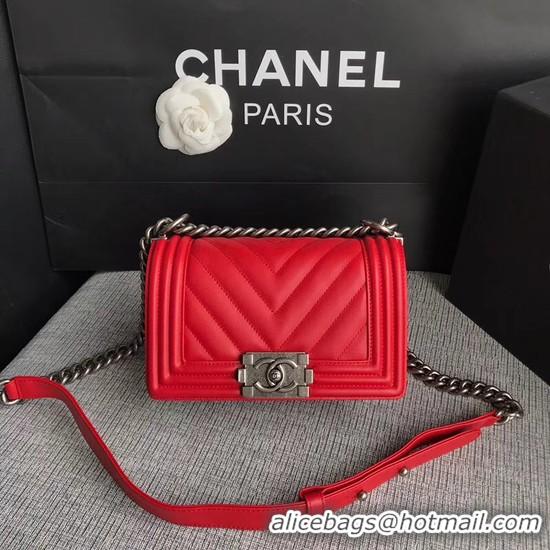 Chic Chanel Le Boy Flap Shoulder Bag Original Calf leather A67085 Bright Red Silver Buckle