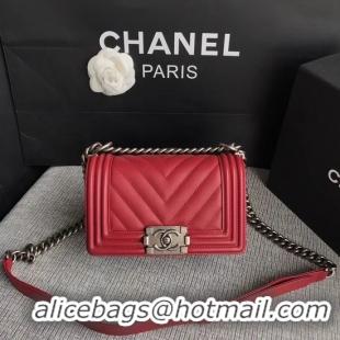 Inexpensive Chanel Le Boy Flap Shoulder Bag Original Calf leather A67085 Deep Red Silver Buckle