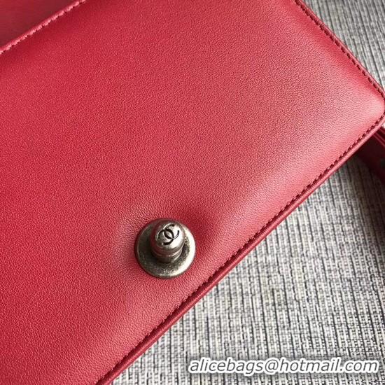 Inexpensive Chanel Le Boy Flap Shoulder Bag Original Calf leather A67085 Deep Red Silver Buckle