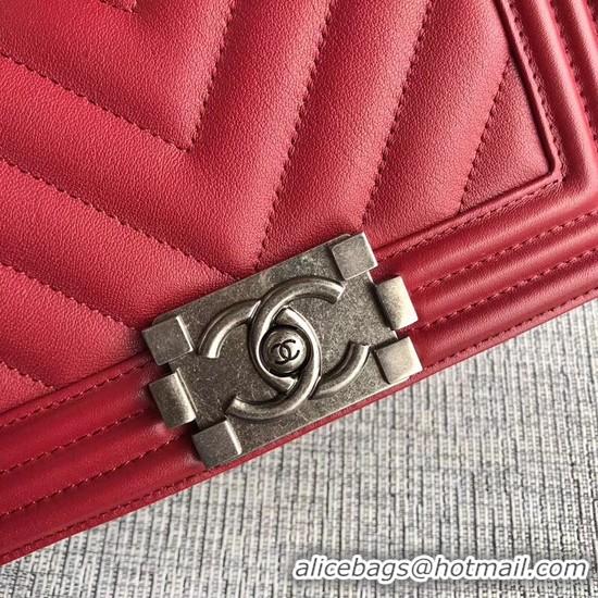 Inexpensive Chanel Le Boy Flap Shoulder Bag Original Calf leather A67085 Deep Red Silver Buckle