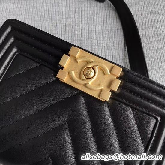 Market Sells Chanel Le Boy Flap Shoulder Bag Original Calf leather A67085 Black Gold Buckle