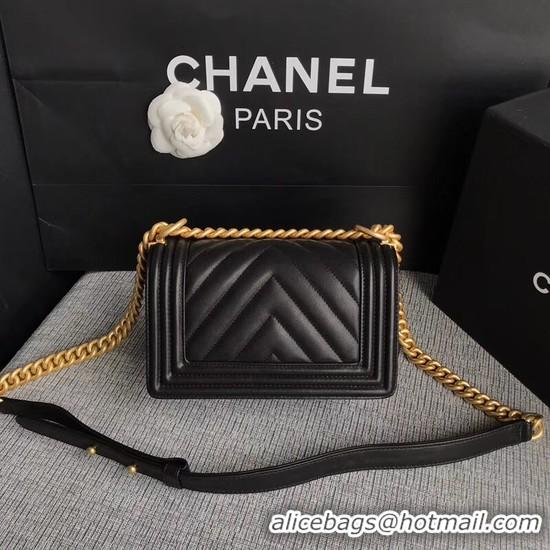 Market Sells Chanel Le Boy Flap Shoulder Bag Original Calf leather A67085 Black Gold Buckle