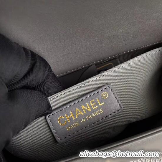 Recommended Chanel Le Boy Flap Shoulder Bag Original Calf leather A67085 Grey Gold Buckle