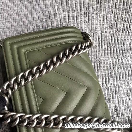 Hot Style Chanel Le Boy Flap Shoulder Bag Original Calf leather A67085 Green Silver Buckle