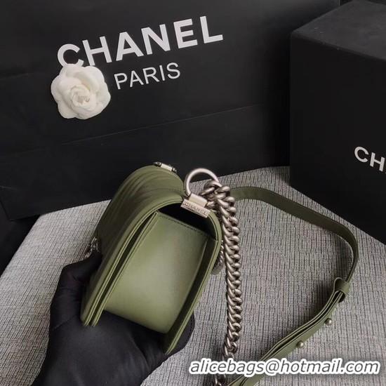 Hot Style Chanel Le Boy Flap Shoulder Bag Original Calf leather A67085 Green Silver Buckle