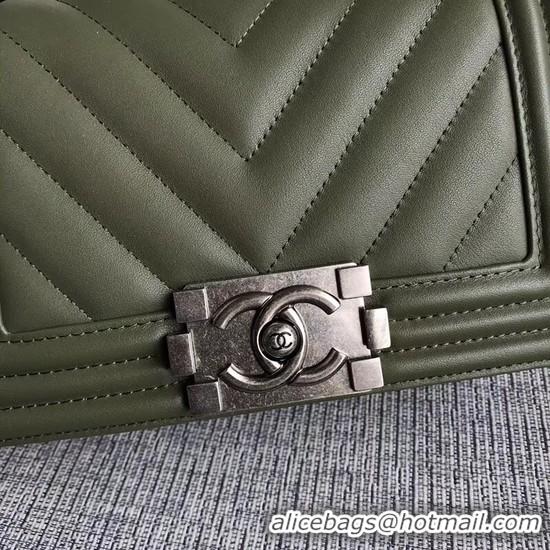 Hot Style Chanel Le Boy Flap Shoulder Bag Original Calf leather A67085 Green Silver Buckle