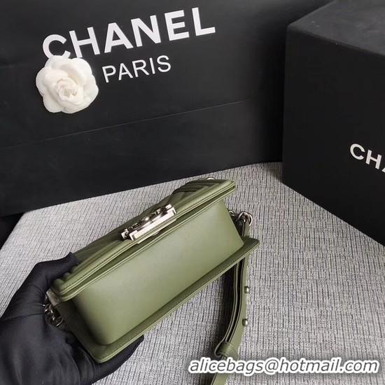 Hot Style Chanel Le Boy Flap Shoulder Bag Original Calf leather A67085 Green Silver Buckle