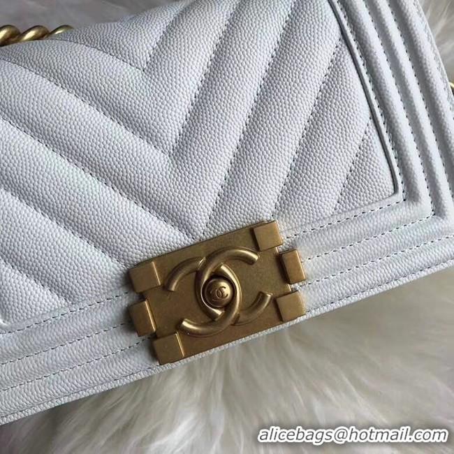 Sophisticated Chanel Le Boy Original Caviar Leather Shoulder Bag A67085 White Gold Chain