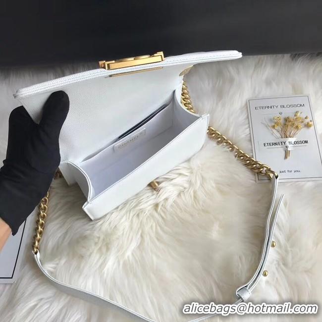 Sophisticated Chanel Le Boy Original Caviar Leather Shoulder Bag A67085 White Gold Chain