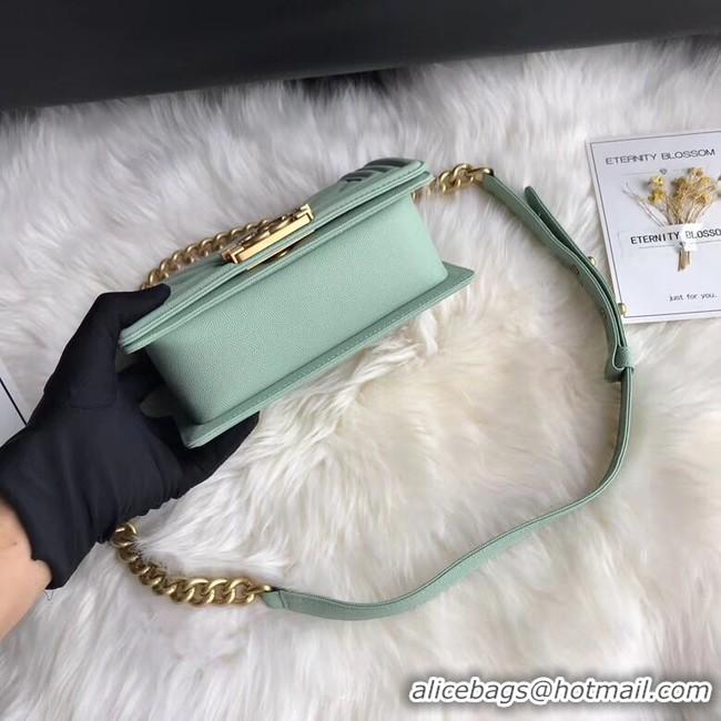 Shop Chanel Le Boy Original Caviar Leather Shoulder Bag A67085 Light Green Gold Chain