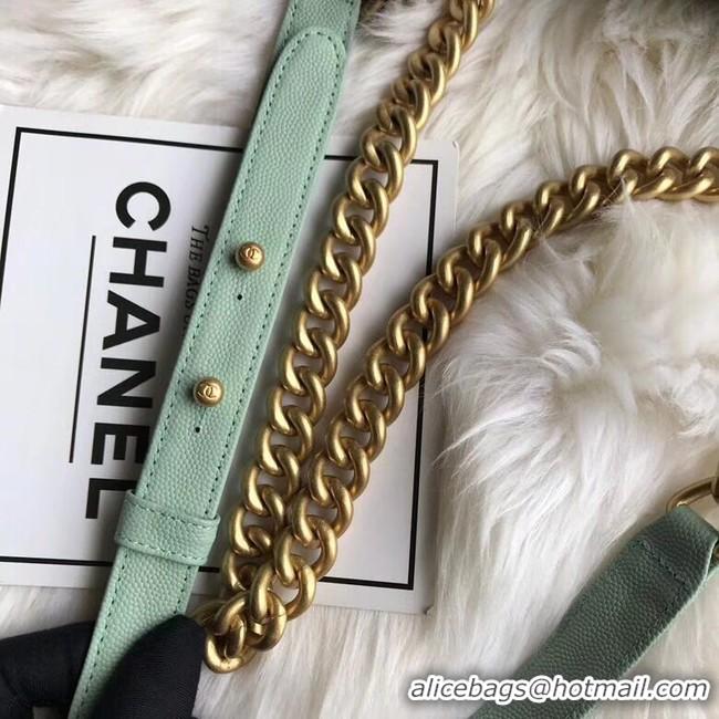 Shop Chanel Le Boy Original Caviar Leather Shoulder Bag A67085 Light Green Gold Chain