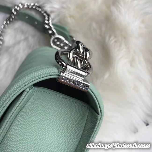 Discount Chanel Le Boy Original Caviar Leather Shoulder Bag A67085 Light Green Silver Chain