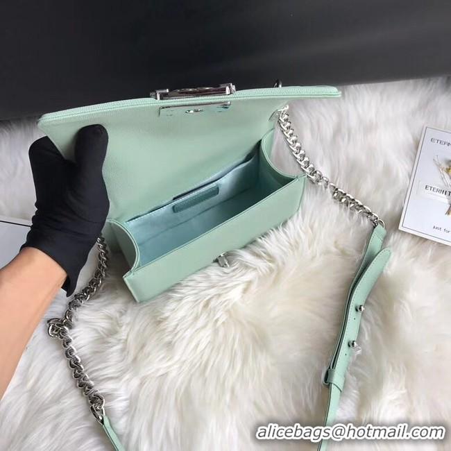 Discount Chanel Le Boy Original Caviar Leather Shoulder Bag A67085 Light Green Silver Chain