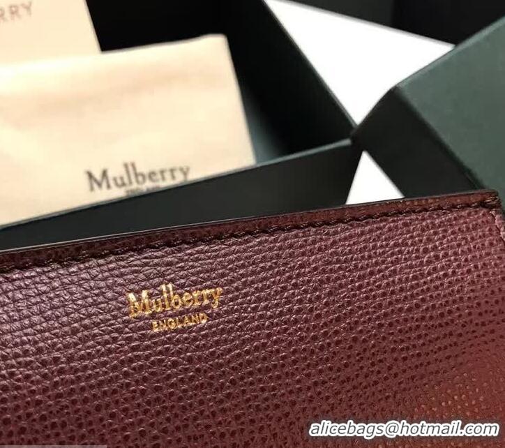 Durable Mulberry Amberley Medium Cross Grain Leather Wallet HH51124 Burgundy