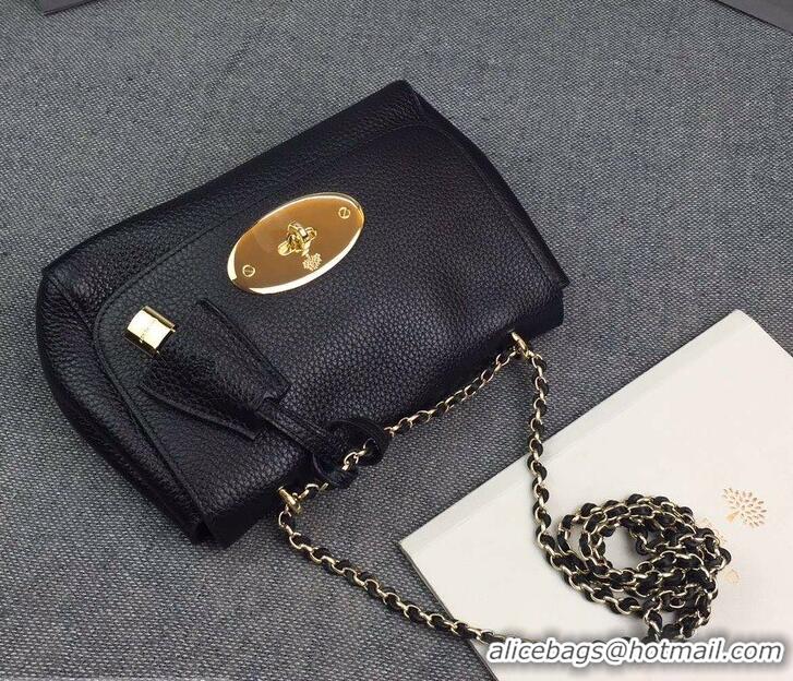 Duplicate Mulberry Lily Small Classic Grain Cow Leather HH51126 Black/Gold