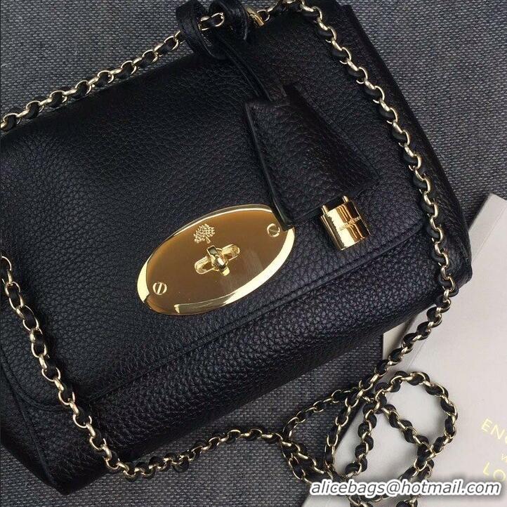 Duplicate Mulberry Lily Small Classic Grain Cow Leather HH51126 Black/Gold