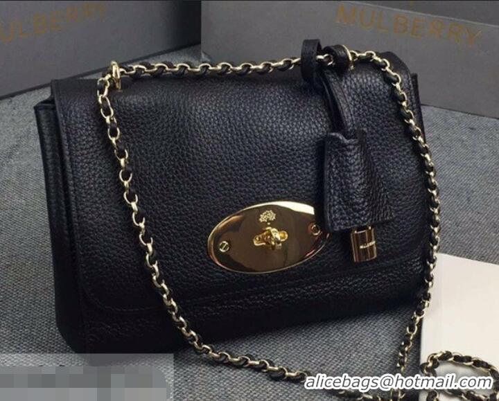 Duplicate Mulberry Lily Small Classic Grain Cow Leather HH51126 Black/Gold