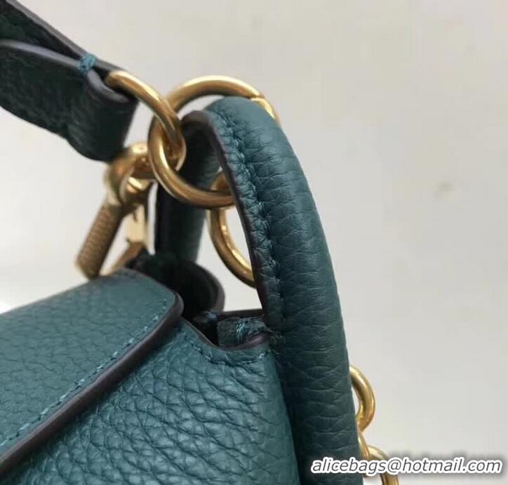 Discount Mulberry Small Leighton Handbag in Green Classic Grain Calf HH51130