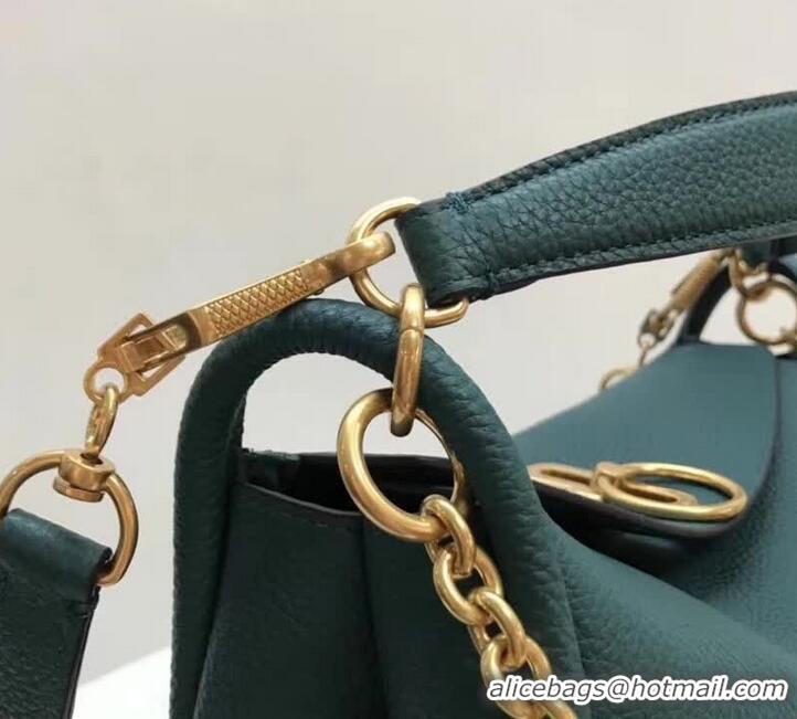 Discount Mulberry Small Leighton Handbag in Green Classic Grain Calf HH51130