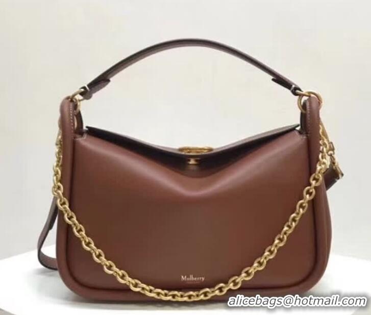 For Sale Mulberry Small Leighton Handbag in Classic Grain Calf HH51130 Brown