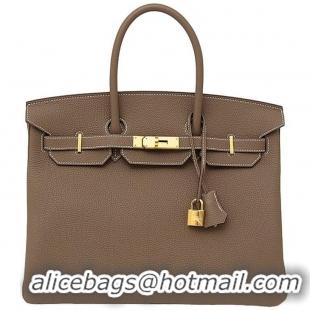 Brand New Hermes Birkin 35cm Togo Leather Bag H35 Etoupe Gold Hardware