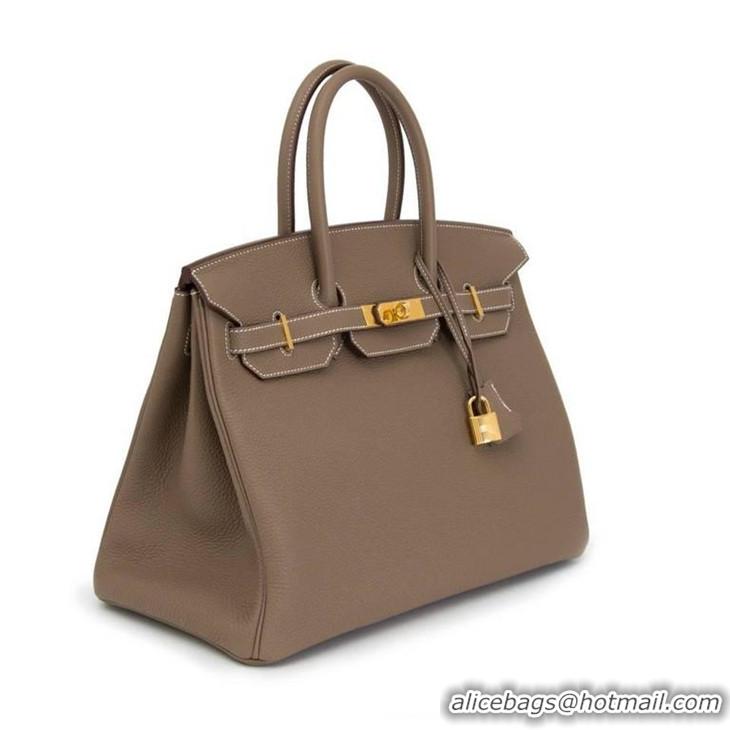 Brand New Hermes Birkin 35cm Togo Leather Bag H35 Etoupe Gold Hardware